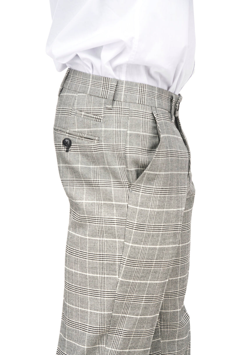 Elegant men's checked trousers grey DJP87 | Fashionformen.eu