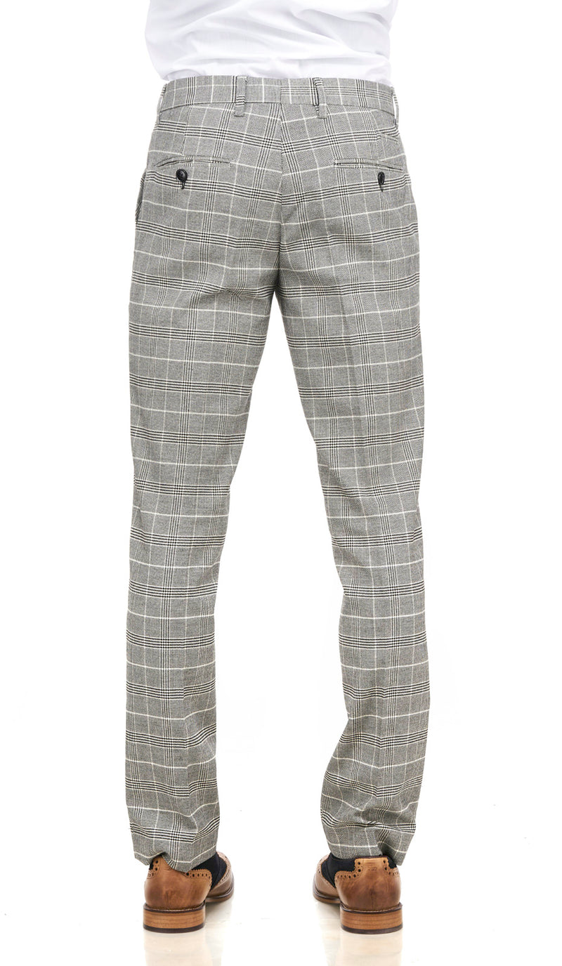 Ross Grey Check Trousers - Mens Tweed Suits | Jacket | Waistcoats | Wedding Wear | Party Wear | Office Wear
