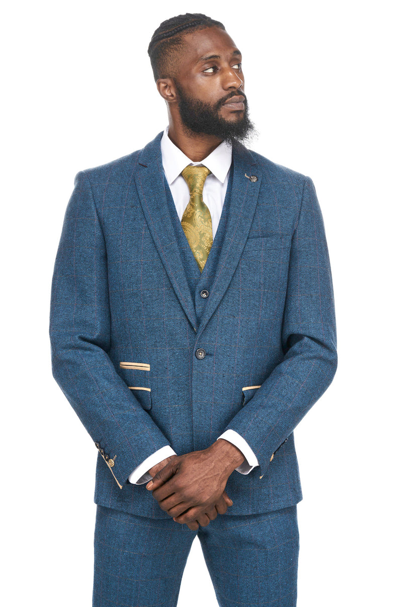 Blue Tweed Blazer | Mens Tweed Jackets |  Mens Tweed Suits | Marc Darcy Suits | Wedding Wear | Office Wear