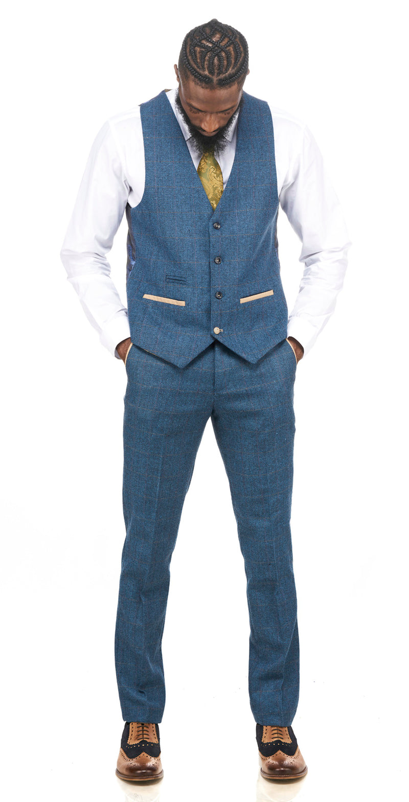 Marc Darcy - Dion Blue Tweed Trousers - Furbellow & Co