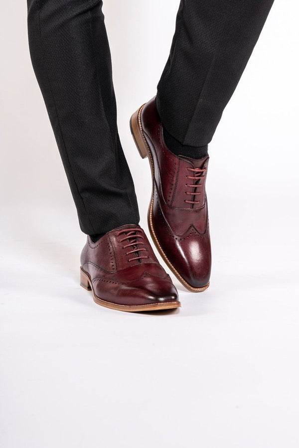 Carson Bordeux Burgundy Wingtip Brogue Shoe - Mens Tweed Suits | Mens And Boys Shoes