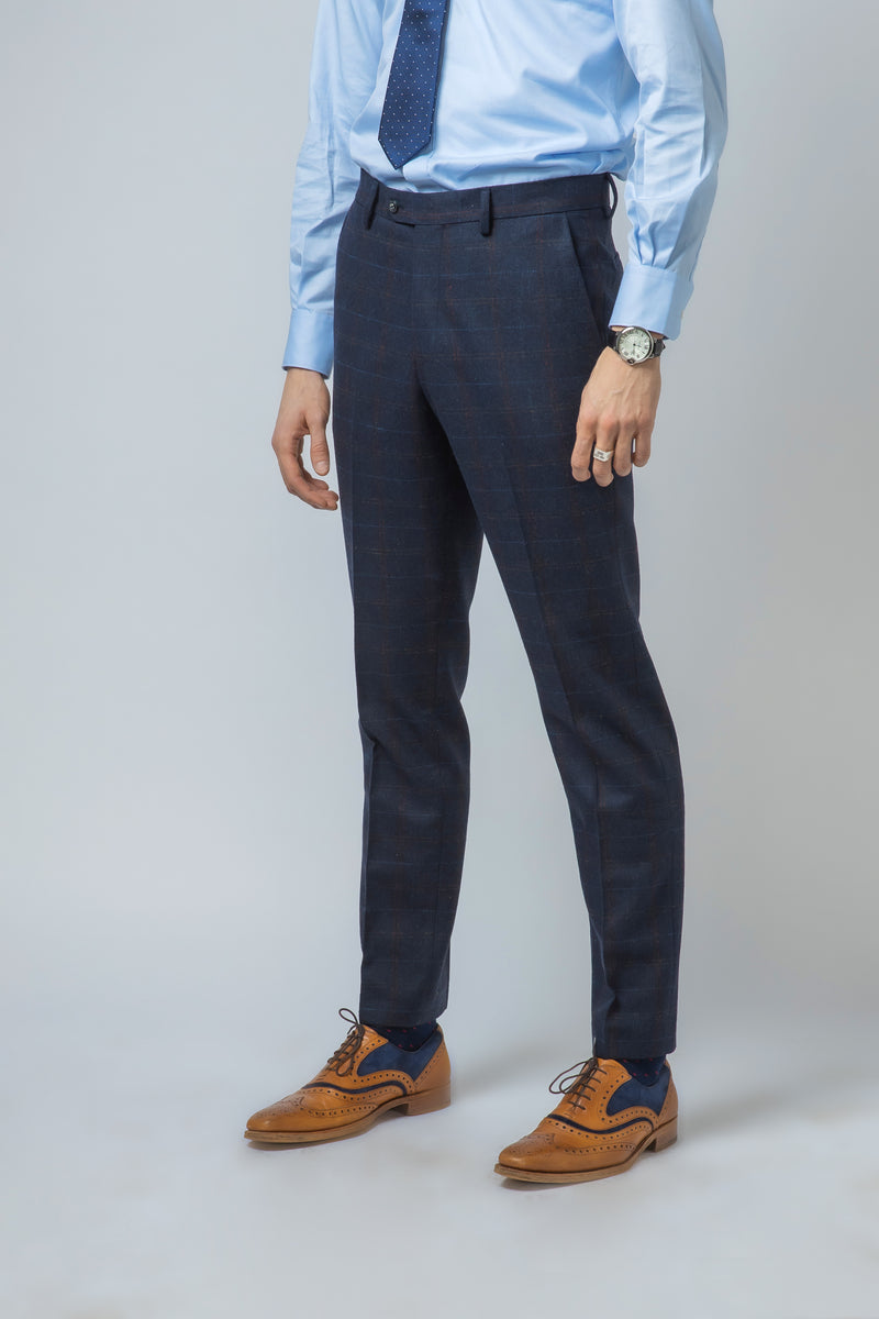 Navy Double Breasted Tweed Suit | Robert Simon Suits | Mens Tweed Suits | Office Wear | Office Wear | check suit