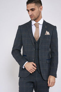 Scott Blue Check Tweed Wedding Suit - Mens Tweed Suits - | Check Suit | Office Wear | Check Suit | Wedding Wear | Office Wear