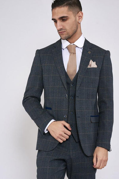 Marc Darcy Scott Blue Tweed Suit | Check Tweed Suits | Mens Tweed Suits