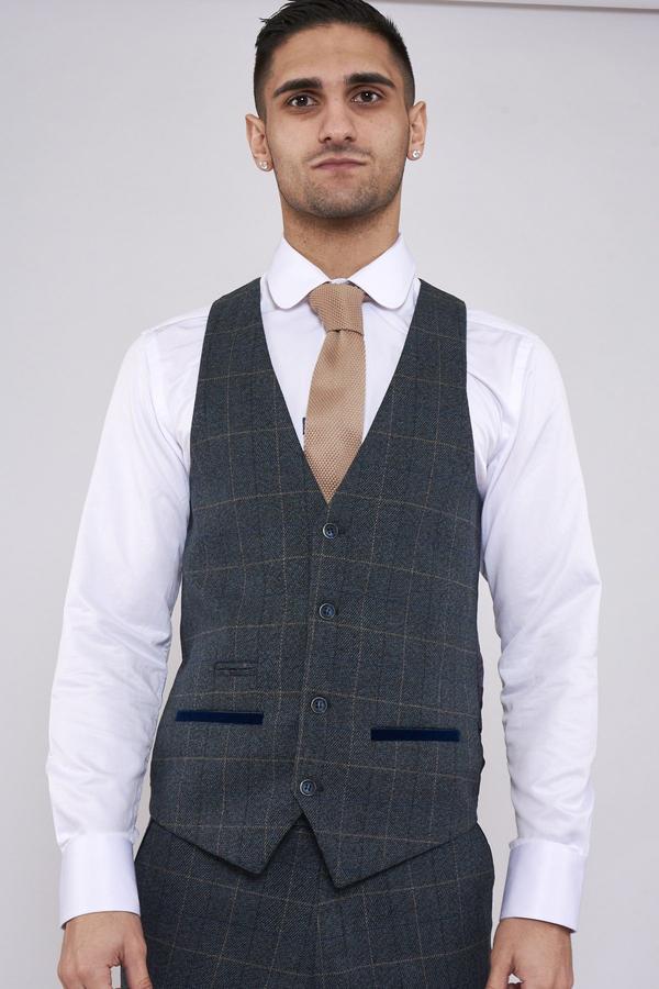 Scott Blue Check Tweed Wedding Suit - Mens Tweed Suits | | Check Suit | Office Wear | Check Suit | Wedding Wear | Office Wear