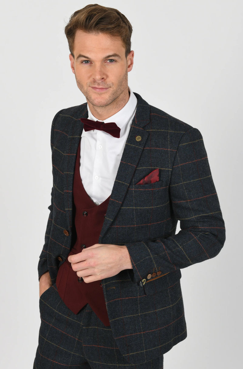 Blue Tweed Wedding Suits | Mens Tweed Suits | Marc Darcy Menswear | Office suit | Check Suit
