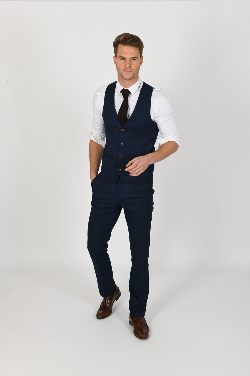 Max Royal Blue Wedding Waistcoat | Marc Darcy - Mens Tweed Suits