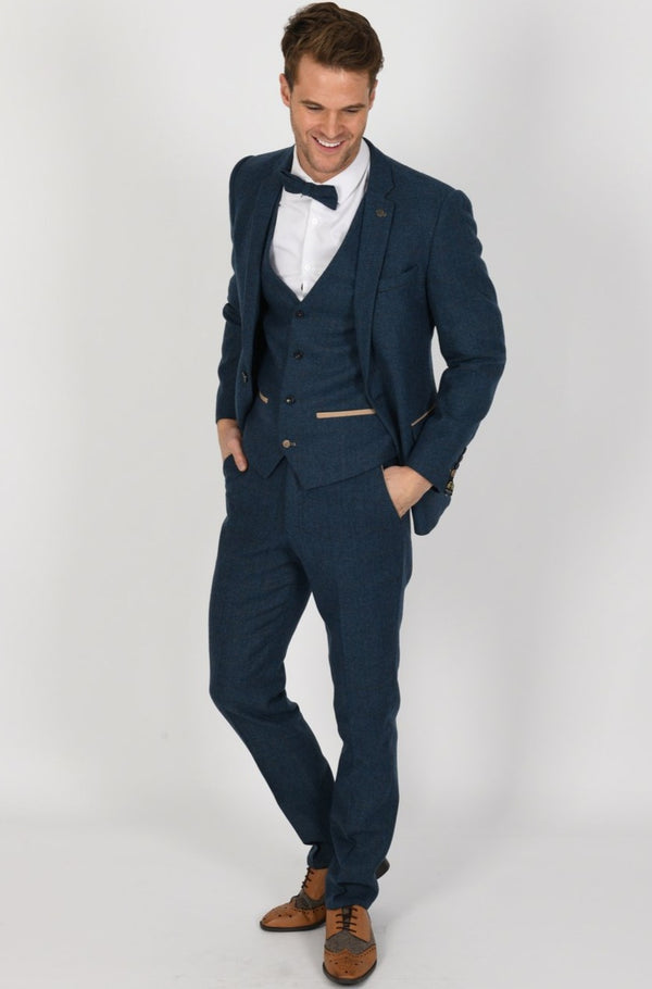 Dion Blue Check Peaky Blinder Tweed Suit - Mens Tweed Suits | Check Suit | Wedding Wear | Office Wear