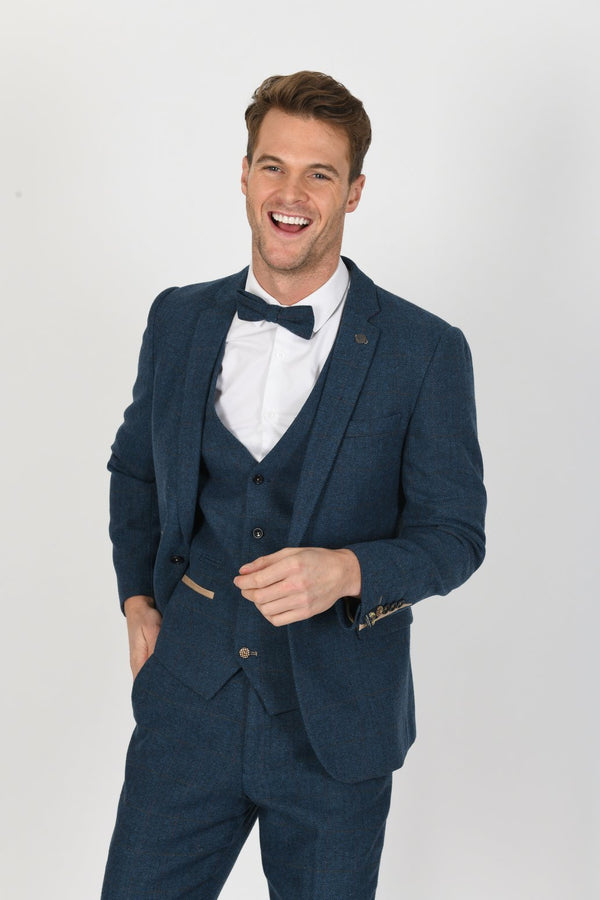Dion Blue Tweed Wedding Suit :- Wedding Suit - Mens Tweed Suits | Jacket | Waistcoats  | Wedding Suit | Father & Son Suit