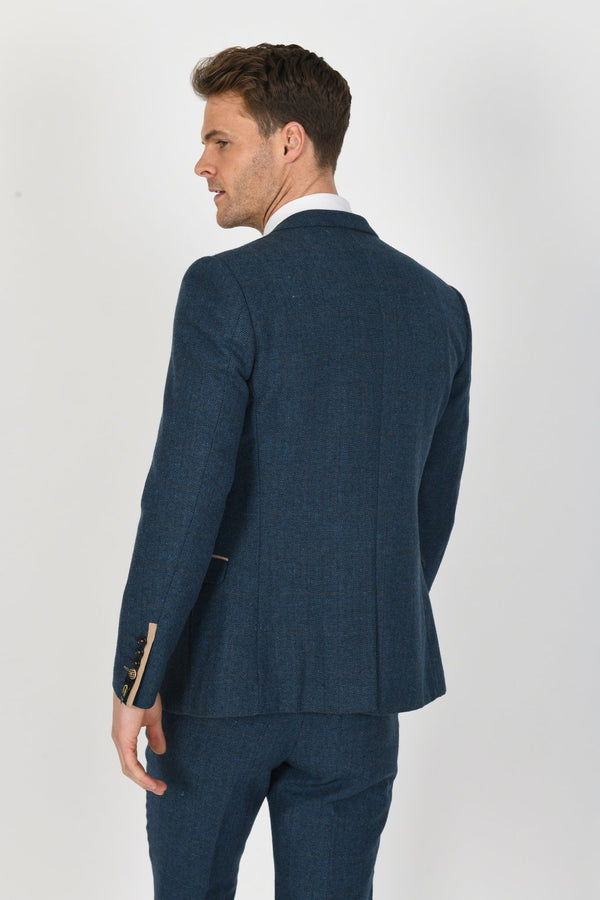 Dion Blue Tweed Wedding Suit :- Wedding Suit - Mens Tweed Suits | Jacket | Waistcoats | Check Suit | Wedding Wear | Office Wear