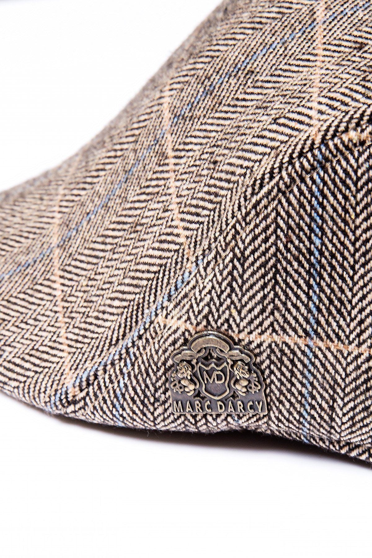 DX7 Tan Tweed Check Flat Cap | Marc Darcy Suits | Mens Tweed Suits