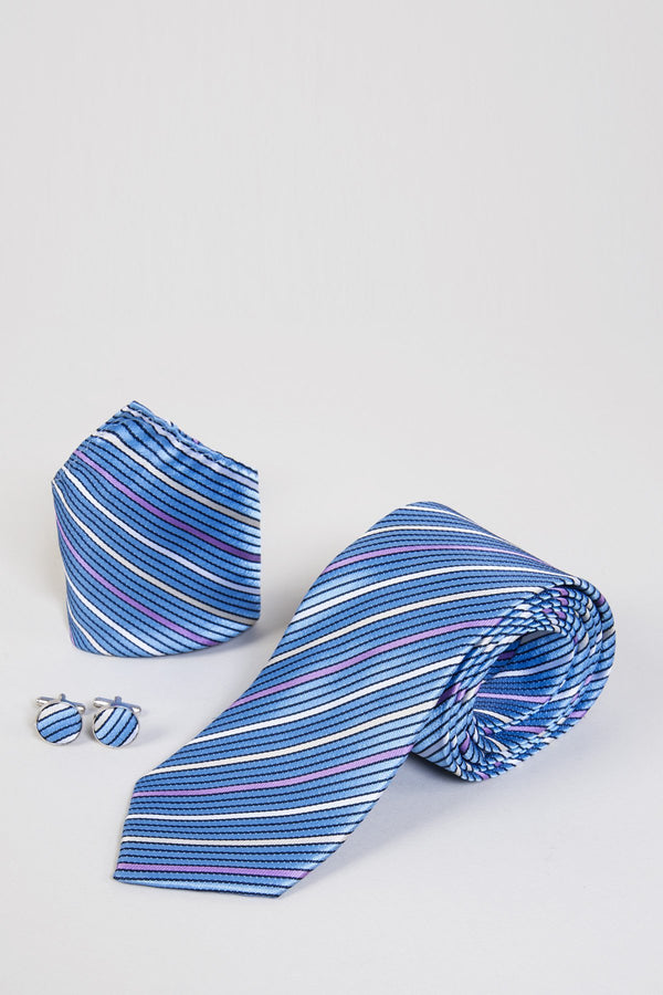Blue Stripe Tie Sets | Wedding Ties & Accessories | Mens Tweed Suits