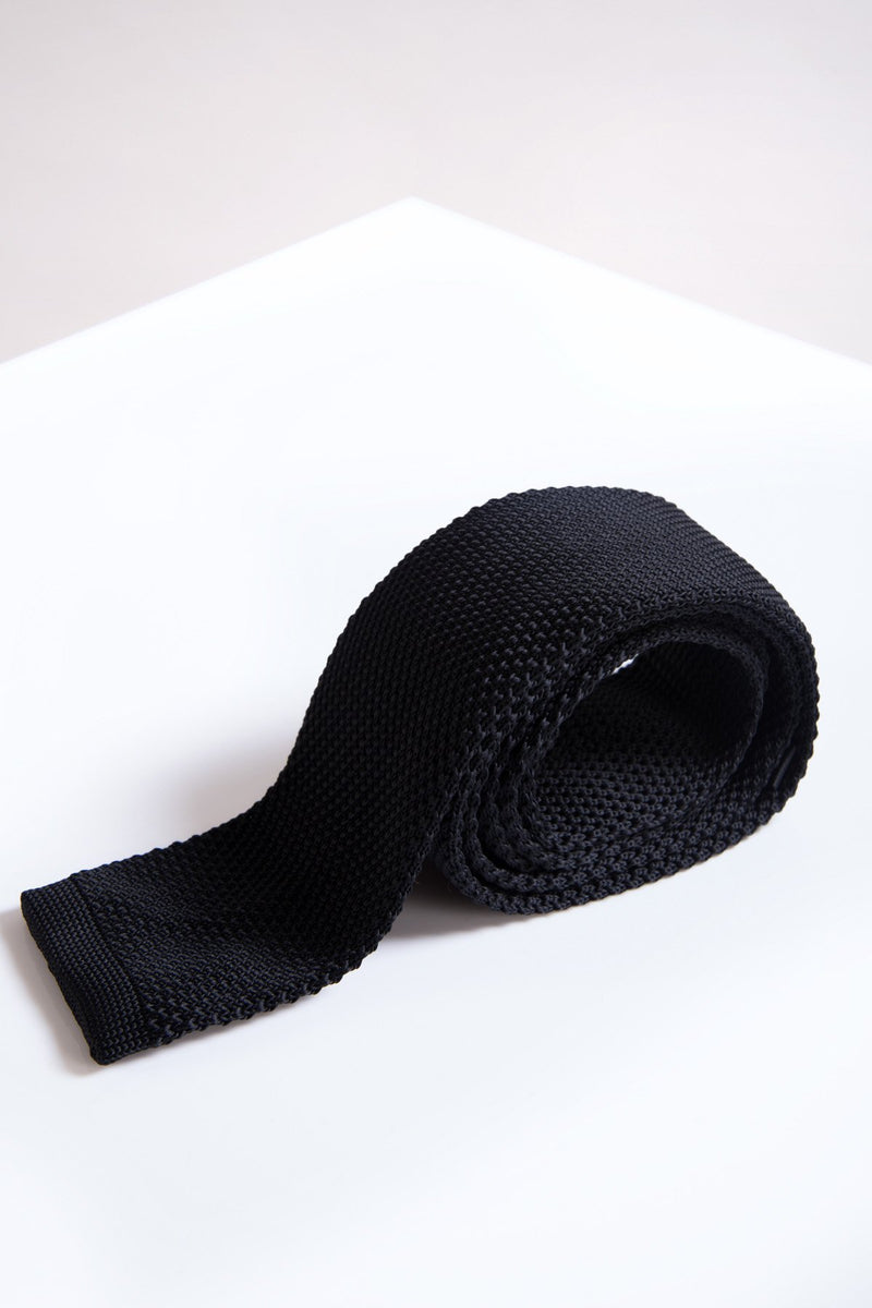 Black Knitted Ties | Wedding Ties & Accessories | Mens Tweed Suits