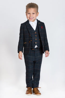 Boys Navy Blue Tweed Suits | Boys Tweed Suits | Marc Darcy Suits | Mens Tweed Suits