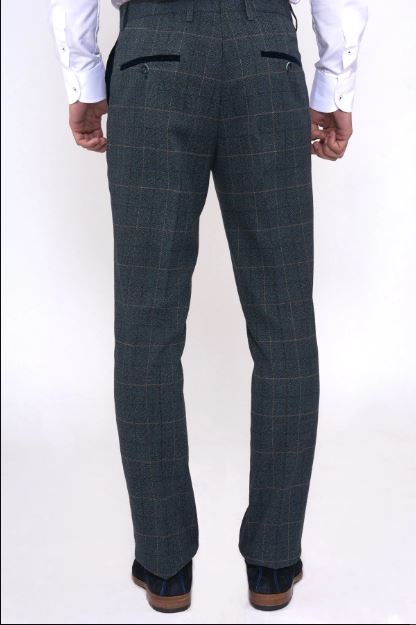 Scott Blue Check Tweed Trousers - Mens Tweed Suits